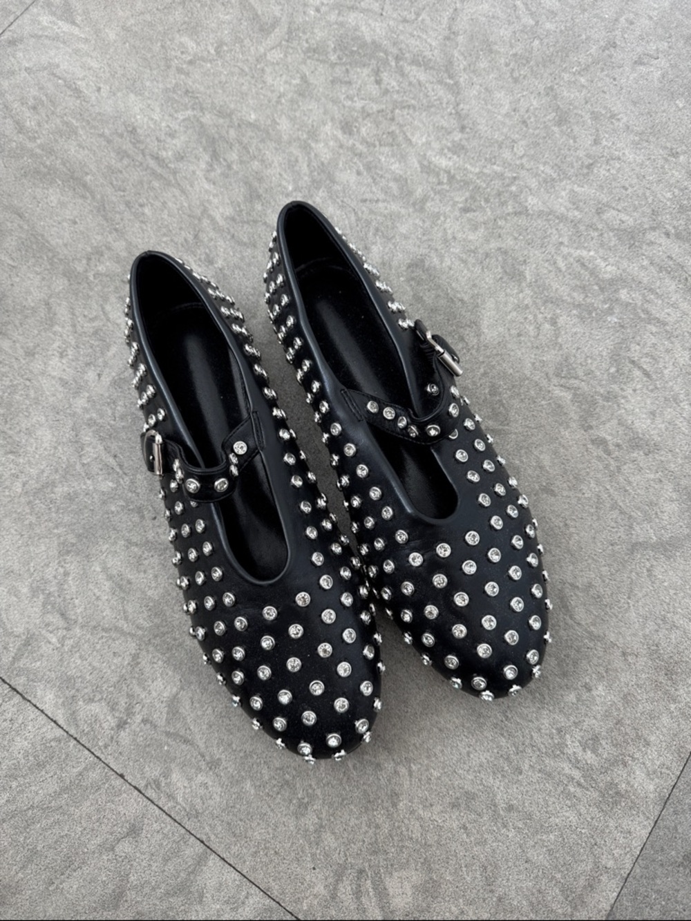 Studded Black Mary Jane Flats - Women's Fashion Shoes